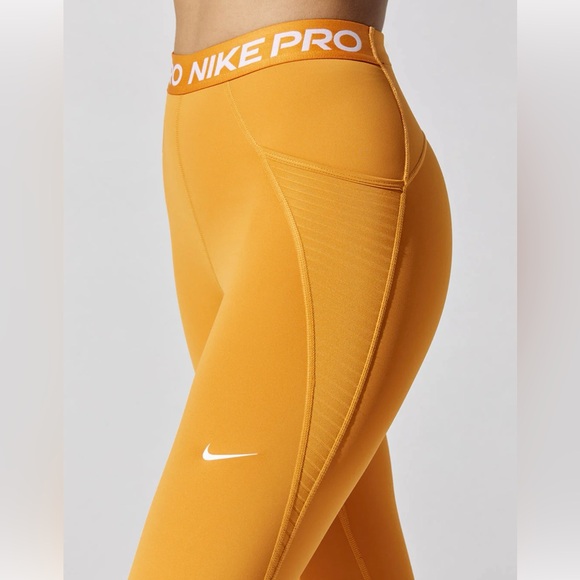 Nike Pro Dri-Fit Light Curry White High Rise Pocket Leggings Sz(M) - Picture 3 of 8